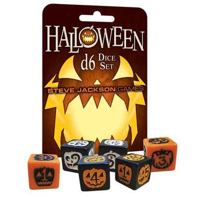 Halloween D6 Dice Set Steve Jackson Games SJG-131322 Glow In The Dark 6 Die - Image 1 of 2