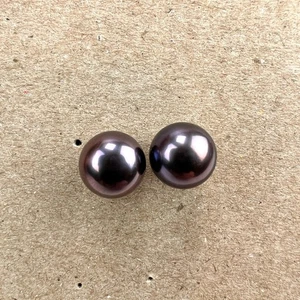 925 Sterling Silber schwarze Süßwasserperlen Ohrstecker große runde Pfosten - Bild 1 von 8