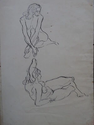 DESSIN A ENCRE DE CHINE XIX° ETUDE PORTRAIT FEMME NUE ACADEMIQUE ECOLE FRANCAISE - Photo 1/4