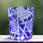 Edo Kiriko Drinkingware Cased Glass Crystal Whisky For Bourbon 9oz Clear Blue