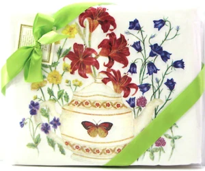 Set/2 Alice's Cottage Cotton Flour Sack Kitchen Tea Towels Butterfly Teapot NEW - Picture 1 of 1