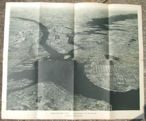 1933 Aerial Map of Greater New York City Metropolis Mankind National Geographic - Picture 1 of 5
