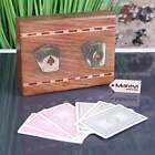 Begunia Double Wooden Playing Card Box With Playing Cards Gift Handcrafted Poker