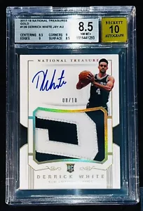 National Treasures Derrick White 2017 parche automático novato #128 BGS 8,5/10 dorado/10 - Imagen 1 de 2