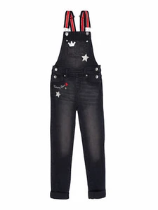 Wonder Nation Overall Girls Size XL(14/16) Black Embroidered Roll Cuff --C1-- - Picture 1 of 2