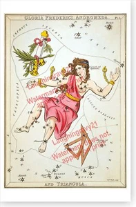 Póster de astronomía antiguo Gloria Frederici Constellation Andrómeda 1825 - Imagen 1 de 1