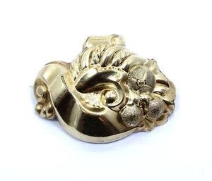 Antique Art Nouveau Repousse PUFFY GOLD SHELL Filled Bouquet Brooch Pin - Picture 1 of 8