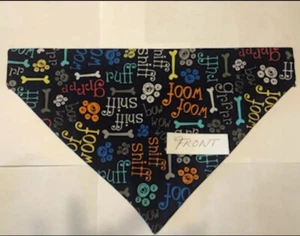 "Doggie Sayings" Over The Collar Double Sided Dog Bandanas Sz XS,S,M,L & XL - Picture 1 of 3