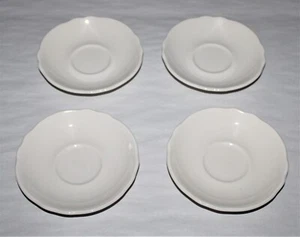 Homer Laughlin Saucers Set Of 4 Ruffled Edge White 1950's NOS - Picture 1 of 8