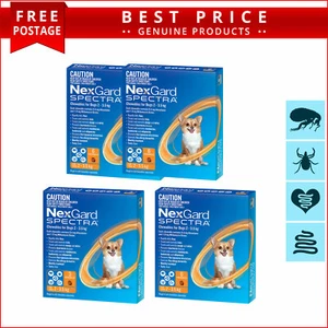 NEXGARD SPECTRA for Dogs 2 to 3.5 Kg 3,6,12 Doses ORANGE Flea Heartworm Control - Picture 1 of 5