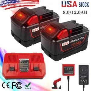 For Milwaukee for M18 18V 12.0Ah Extended Lithium 48-11-1880 Battery & Charger - Picture 1 of 40
