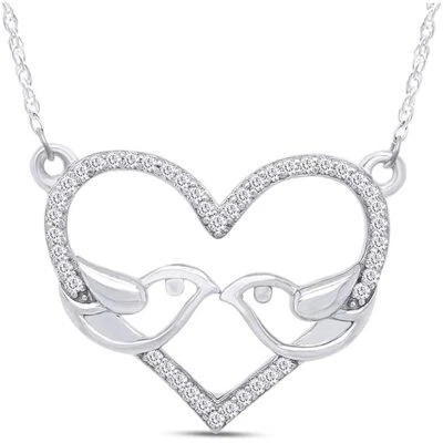 Collar con colgante de corazón de paloma de 1/8 quilate de 18" con diamantes cultivados en laboratorio en oro de 10 k Foto 1 de 4