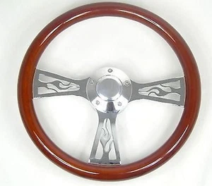 14" Mahogany Flame Steering Wheel Set for EZ Go Golf Club Car - Bild 1 von 3