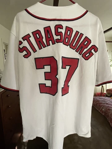 Strasburg Washington Nationals #37  XL White Men’s  Majestic USA Made Authentic Cover