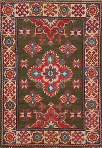 Geometric Kazak Accent Rug Handmade Art Rich Colors, Cultural Heritage 2x3 ft - Picture 1 of 8