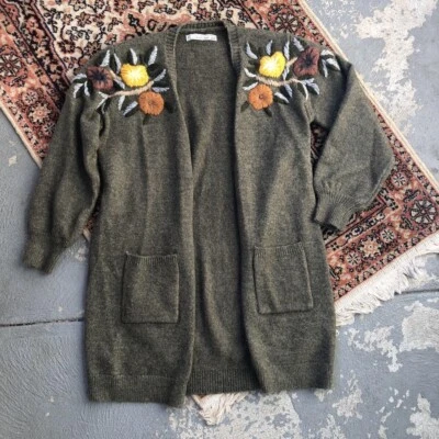 Cárdigan largo bordado verde musgo norte sin etiquetas moderno Nordstrom Boundless Foto 1 de 4