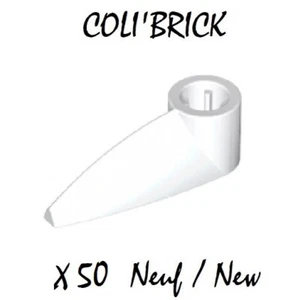 lego x346 - 50x Dent Griffe Bionicle 1x3 Tooth Axle Hole - Blanc White - New - Imagen 1 de 1