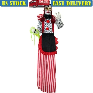 Life Size Clown Girl Prop W/ Lights Indoor Outdoor Halloween Scary Decoration US - Picture 1 of 11