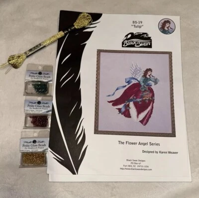 Kit parcial de latón y billete de molino con patrón de punto de cruz de cisne negro “tulipán” Dmc Foto 1 de 2