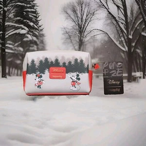 Bibbidi x Loungefly Exclusive Holiday Mickey and Minnie Cosmetic Bag Christmas - Picture 1 of 5