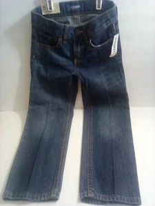 Old Navy Straight Leg Jeans Boys Size 5 Reg Dark Wash Adjustable Waist Denim - Picture 1 of 4