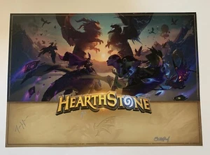 Póster de Hearthstone Descent of Dragons 2019 desarrollador firmado por Blizzard 20x14 - Imagen 1 de 2