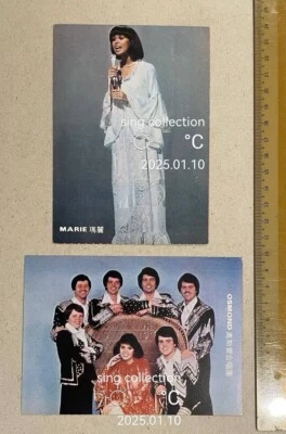 Rare Vintage Marie Osmond & Osmond American singer postcard x 2 , Singapore - Image 1 of 2