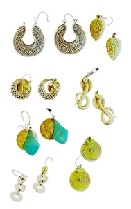7 pares de pendientes de metal, gran variedad de estilos, metal plateado, WireBack - Imagen 1 de 9