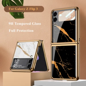 For Samsung Galaxy Z Flip 3 5G Shockproof Patterned Luxury Glass Back Case Cover - Picture 1 of 26