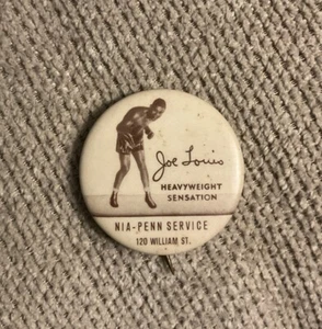 1935 Boxing Joe Louis World's Heavyweight Sensation Souvenir Pin Button RARE - Picture 1 of 4