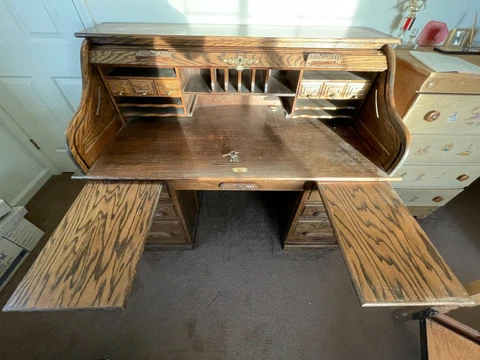 Antique Oak Roll Top Desk Victorian Style - Gently Used - Local Pick Up Only Cover