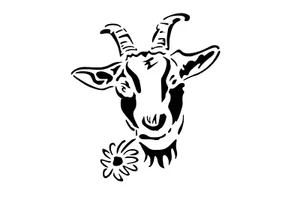 Schablone " Ziege mit Blume.. " auf A4 - Bild 1 von 1