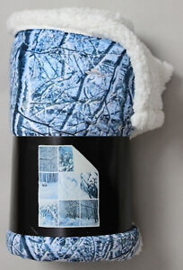 Kuscheldecke Teddy Fleece - Winterbilder blau/weiß - 130 x 160 cm - Fleecedecke