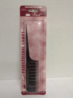 Krest Highlighter Comb 8.25" Rattail - Black  Chemical Resistant , Made in USA  - Image 1 of 4
