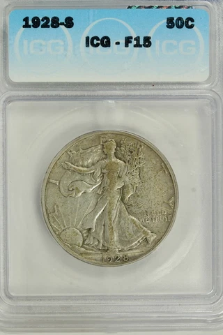 1928-S Walking Half Dollar : ICG F15 Cover