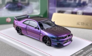 FH 1:64 Scale Purple Skyline GTR BCN R33 Racing Sports Model Diecast Metal Car - Picture 1 of 11