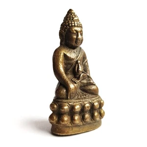 Phra Kring Buda Amuleto Tailandés Talismán 1.6" Estatua Figura Latón - Imagen 1 de 11