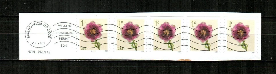 UNITED STATES Scott's 5902 ( 4v + 1 PNC ) Fringed Tulip F/VF Used ( 2024 ) - Image 1 of 1