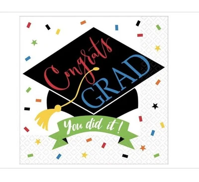 Graduation 2 Ply Paper Lunch Napkins, 6-1/2" X 6-1/2", 100% Done, Pack of 125 - Image 1 of 3