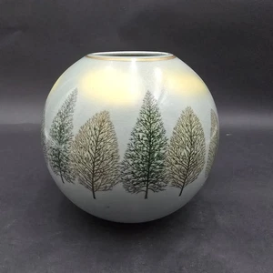 Vintage japanische Kutani Yaki Seladon Baum Vase runde Kugel signiert - Bild 1 von 11