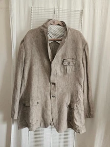 Joseph Abboud Herren 100 % Leinen unstrukturiert braun Safari Jacke Gr. 4X - Bild 1 von 8