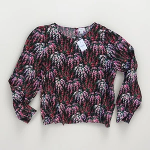 J Crew Damen L Bluse Blumen Blüten Langarm Business Freizeit Arbeit Karriere - Bild 1 von 15