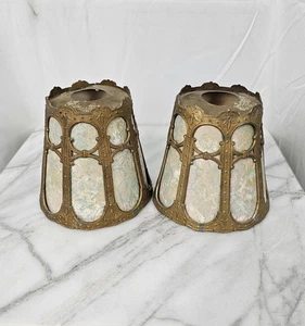 Antique Nouveau Deco Lead Lampshades Edwardian Small Set - Picture 1 of 14