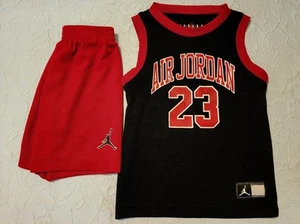 Nike Air Jordan Black & Red Tank Short Set Boys Size 3-4 Toddler - Picture 1 of 7
