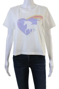Love Shack ausgefallenes Damen T-Shirt Cropped Grafik Herz Baumwolle weiß Größe XS - Bild 1 von 7