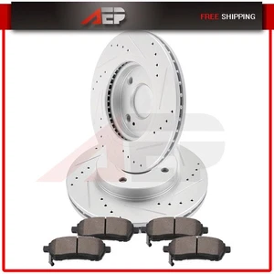 Fit For 2011-2019 Ford Fiesta Drilled Front Brake Disc Rotors And Ceramic Pads - Picture 1 of 10