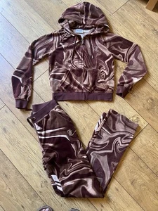 Juicy Couture Brown Swirl Tracksuit Pants Size Small Top Medium 100% Genuine - Picture 1 of 16