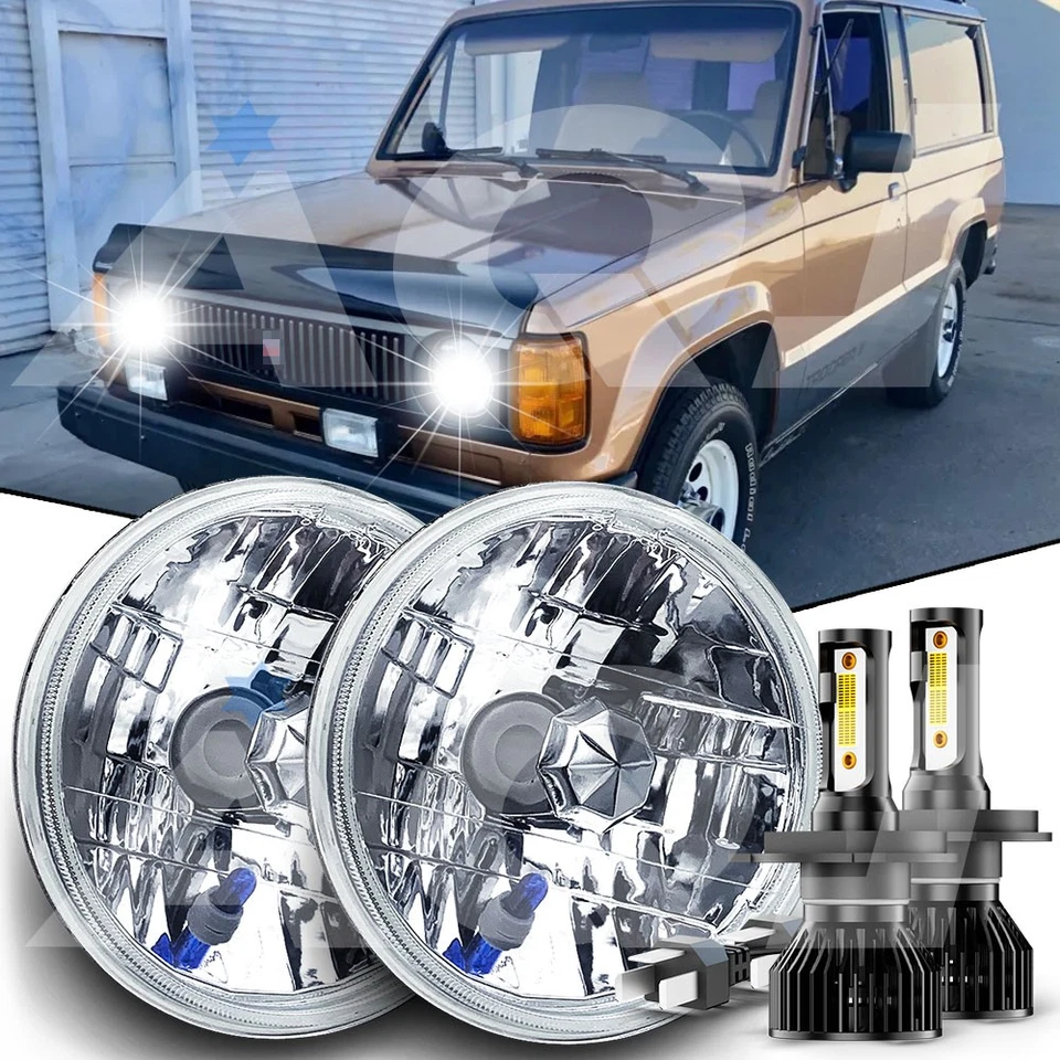 For Isuzu Trooper 1984-1986 DOT Approved 7" inch Round Led Headlight Hi-Low Beam - Image 1 of 4