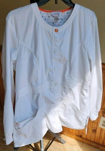 Code Happy Snap Front Warm Up Jacket Size XL White Nurse Lab - Picture 1 of 10