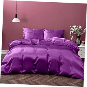 Silk Satin Sheet Set| 100% Pure Silk Satin Sheet Set 7pc Silk King Purple - Picture 1 of 7